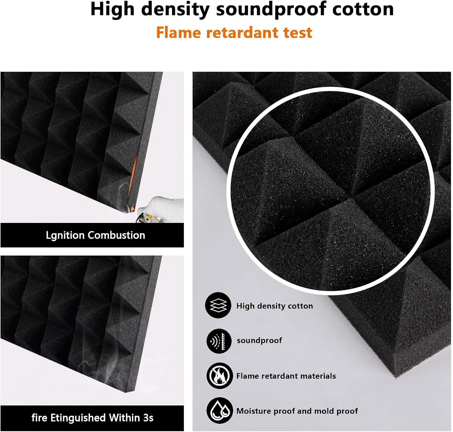 Jtl Professional Soundproofing Foam Panels Fire-Retardant Acoustic & Thermal Insulation Stido Foam for Echoreduction Home Decor