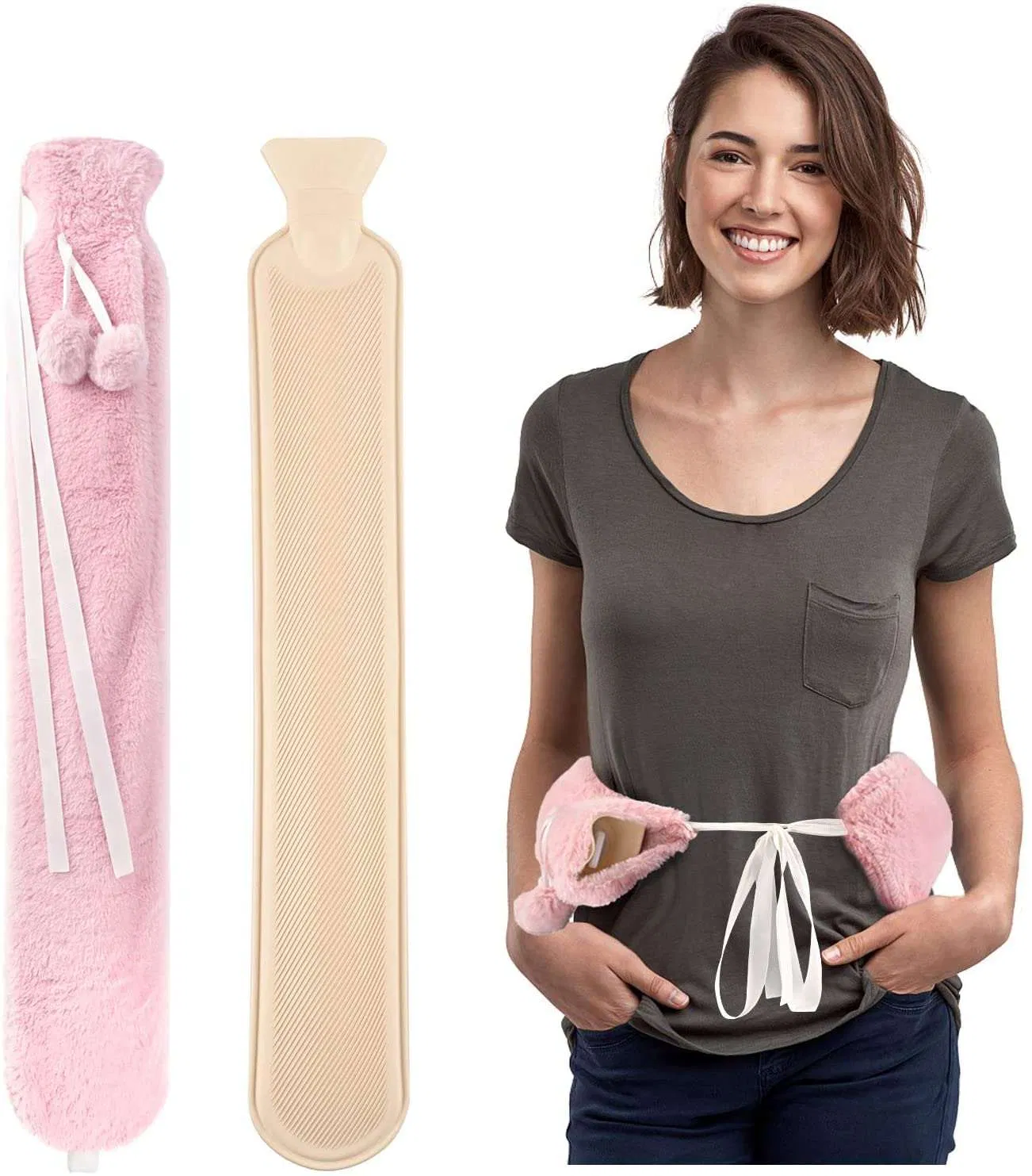 Rubber Hand Warmers with Plush Cover Hot Water Bottle Bag