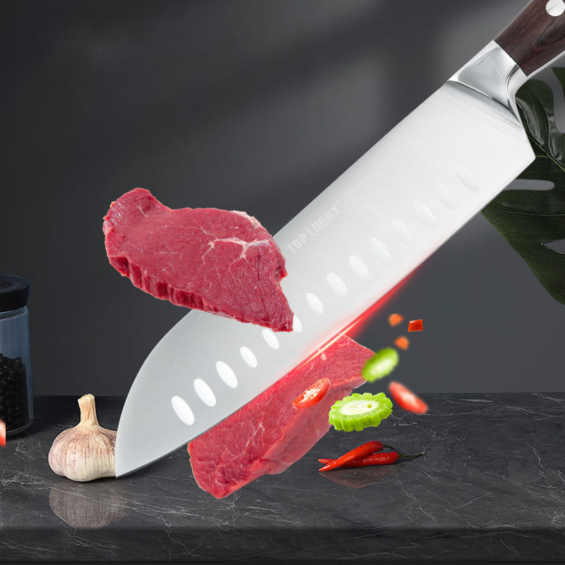 Kitchen Knife Set with Wooden Base Stainless Steel Scissors Household Seven-Piece Set