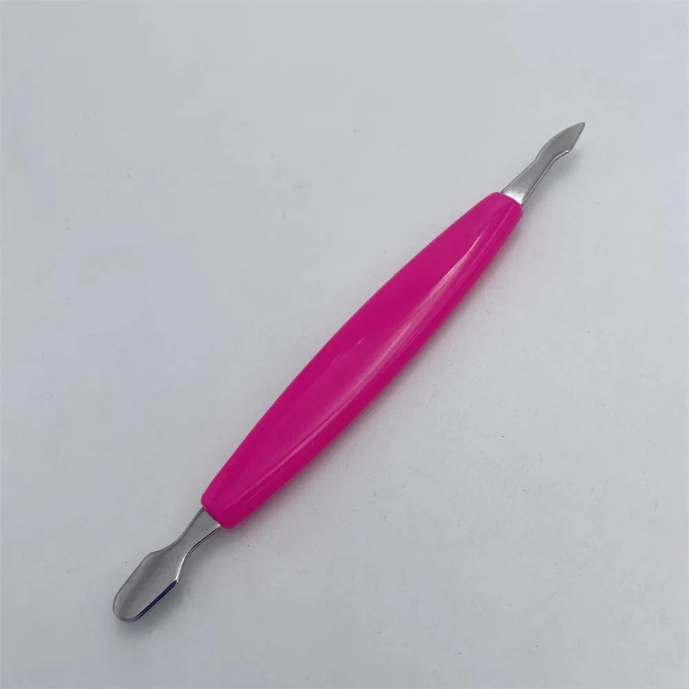 Double-Ended Nail Art Tool Nail Cleaner Cuticle Pusher Spatulas with Plastic Handle