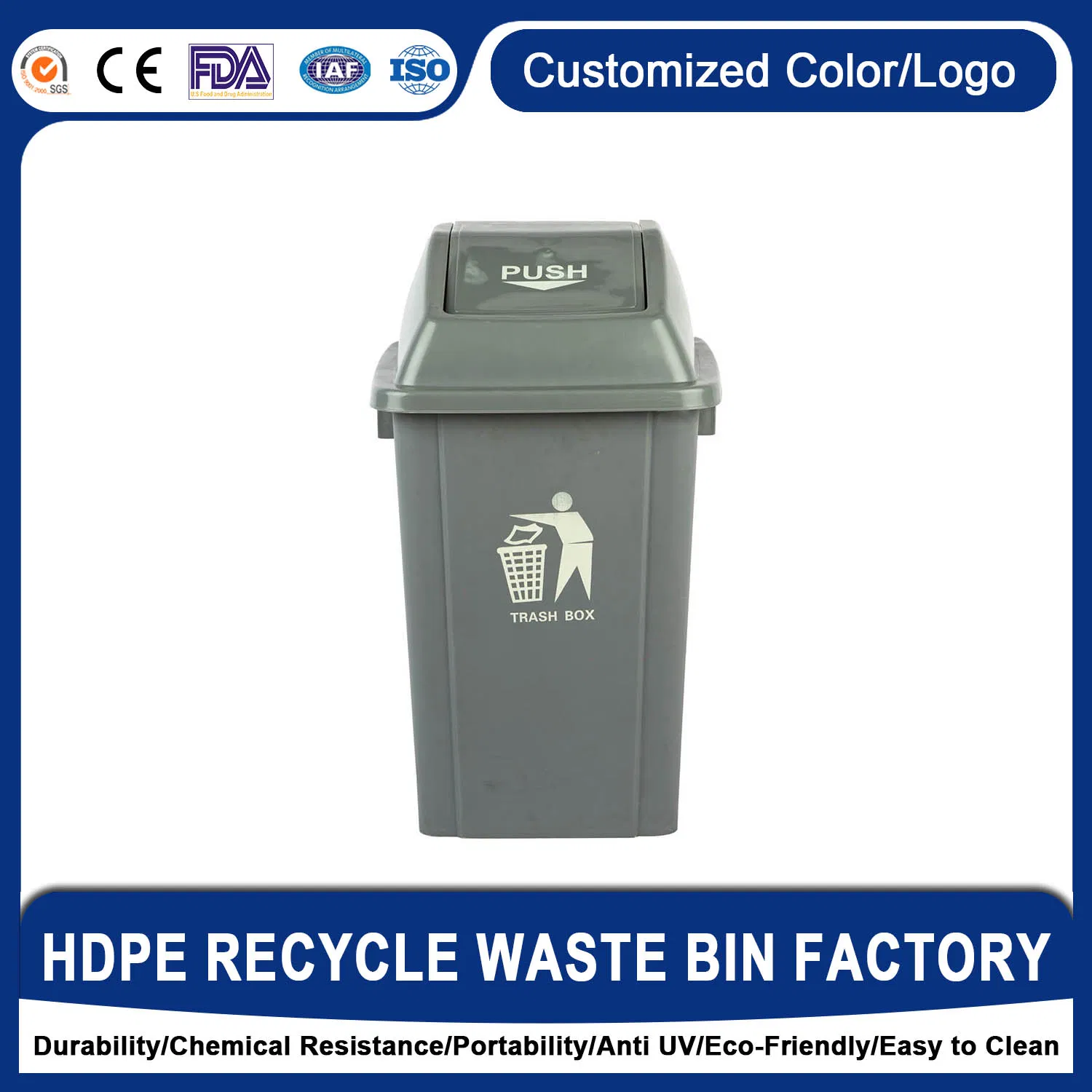 Recycling Small Containers Stocked 80L Plastic Waste Bin Garbage Can with Lid