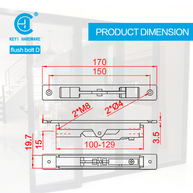 Aluminum Alloy Sliding Door Latch Aluminium Doors Flush Bolt