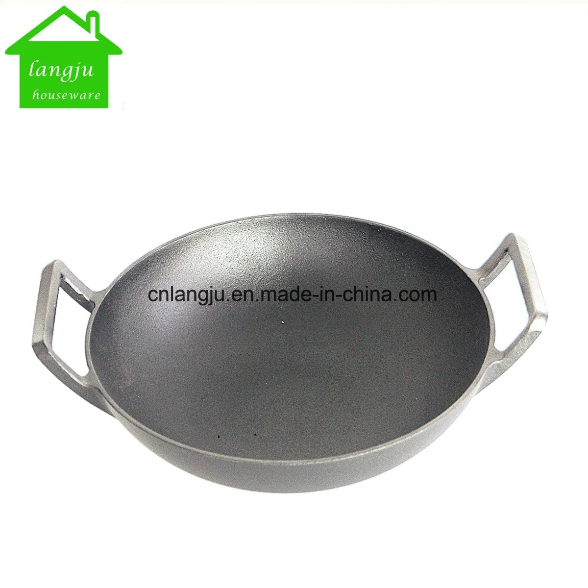 China Cast Iron Wok with Glass Lid