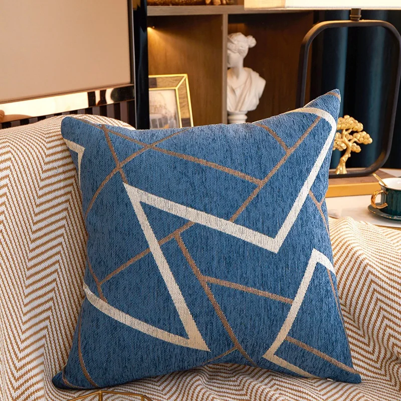 Home Decoration Abstract Geometric Polyester Jacquard Embroidery Throw Pillow Case Cushion Cover Sofa Pillowcase