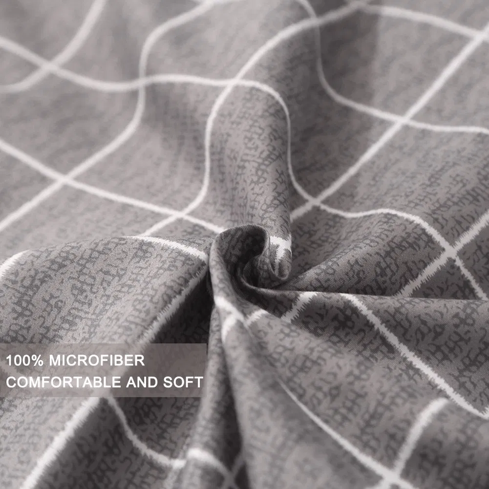 Duvet Cover Gray 3 Pieces Luxury Microfiber Down Comforter Quilt Cover Closure Bedding