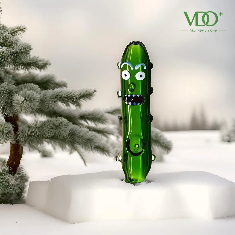 Collectable Pickle Rick Glass Hand Pipe Smoking Spoon Herb Tool
