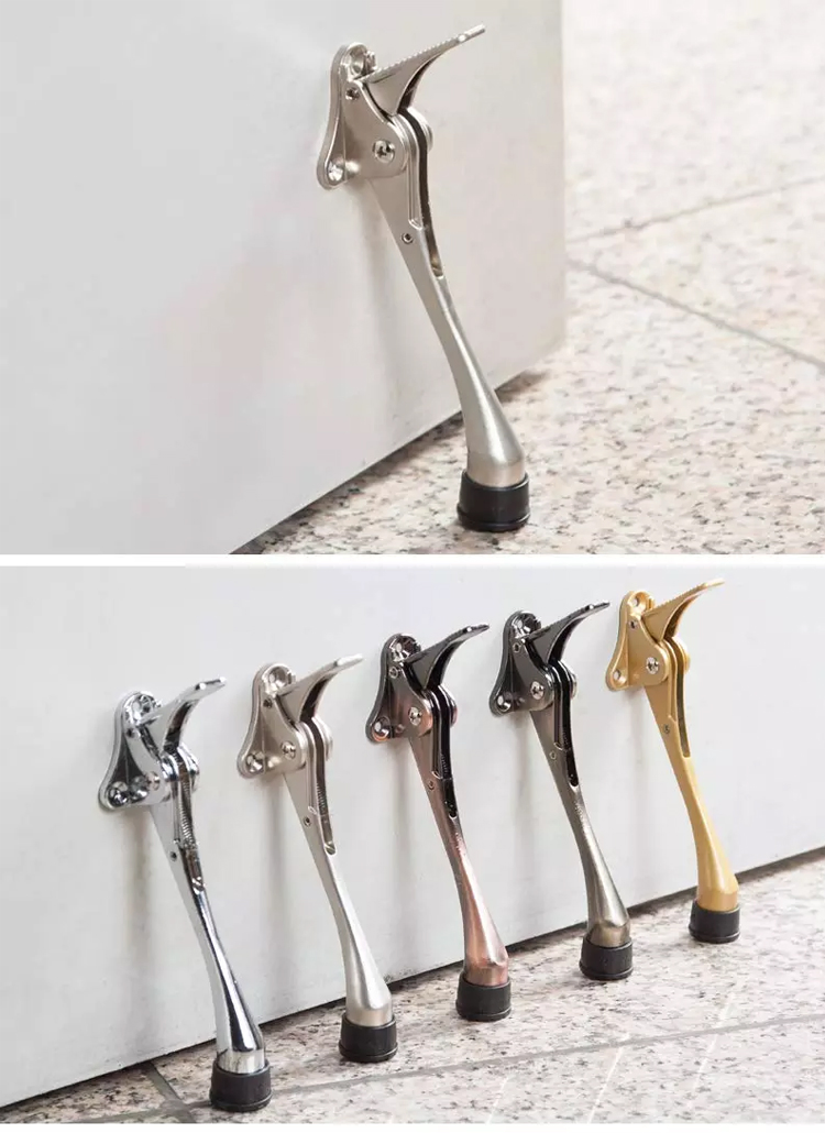 3-1/4 Modern Portable Safety Door Stop Sound Dampening Easy Install Spring Door Stopper Bathroom Iron Door Stoppers with Rubber