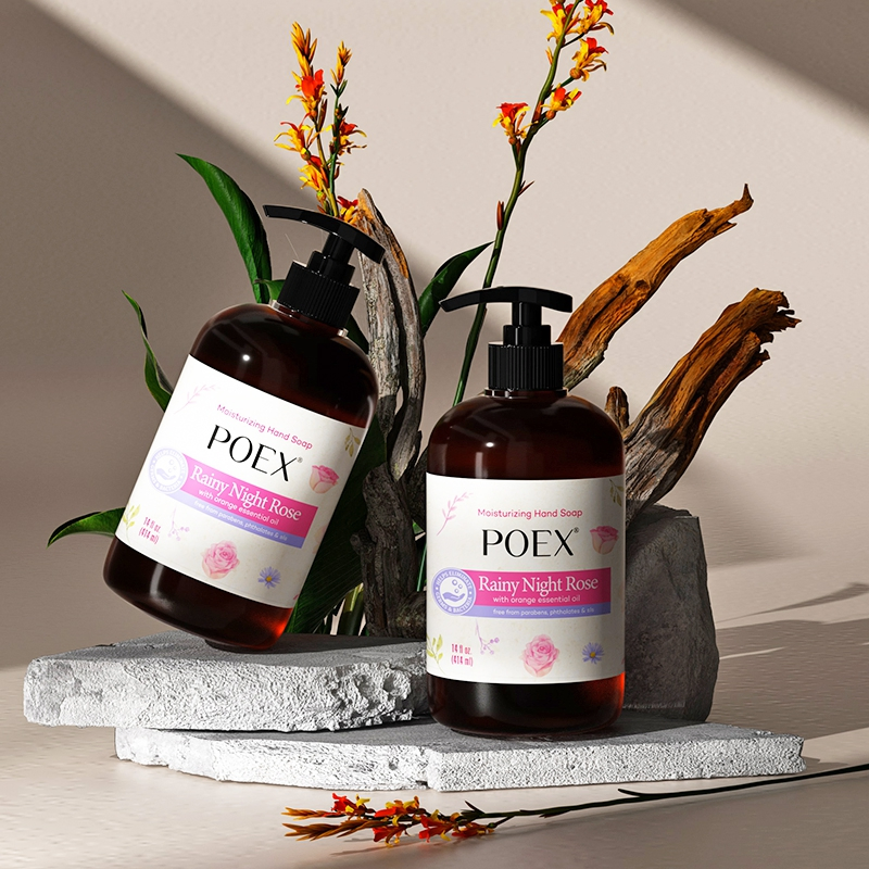 Antibacterial Moisturizing Hand Soap Natural Rose Scented Liquid Hand Wash for Kitchen, Bathroom & Skin