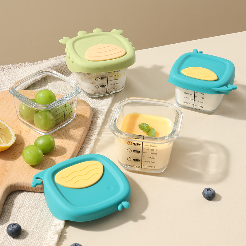 Two Sizes Baby High Borosilicate Glass Food Container Infant Feeding Bowl