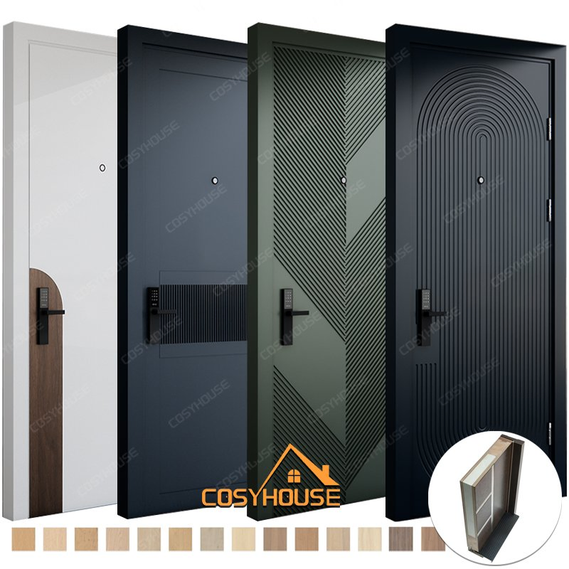 Cosyhouse Modern Solid Wood Interior Door Wooden Bedroom Door Soundproof Solid Core with Frame for Houses and Apartments
