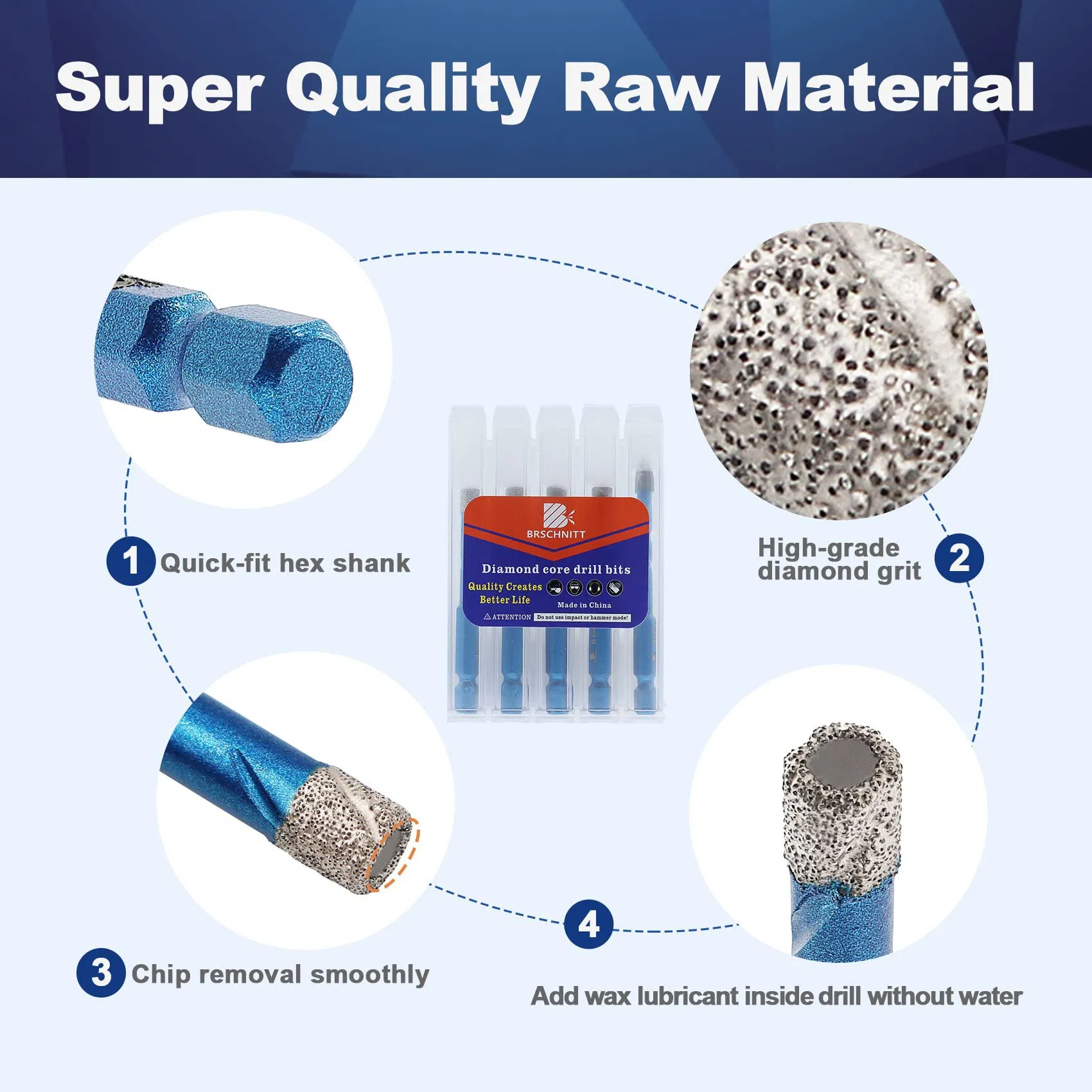 Diamond Drill Bit - 1/4 Inch Masonry Drill Bits Set Saw Drill Bit