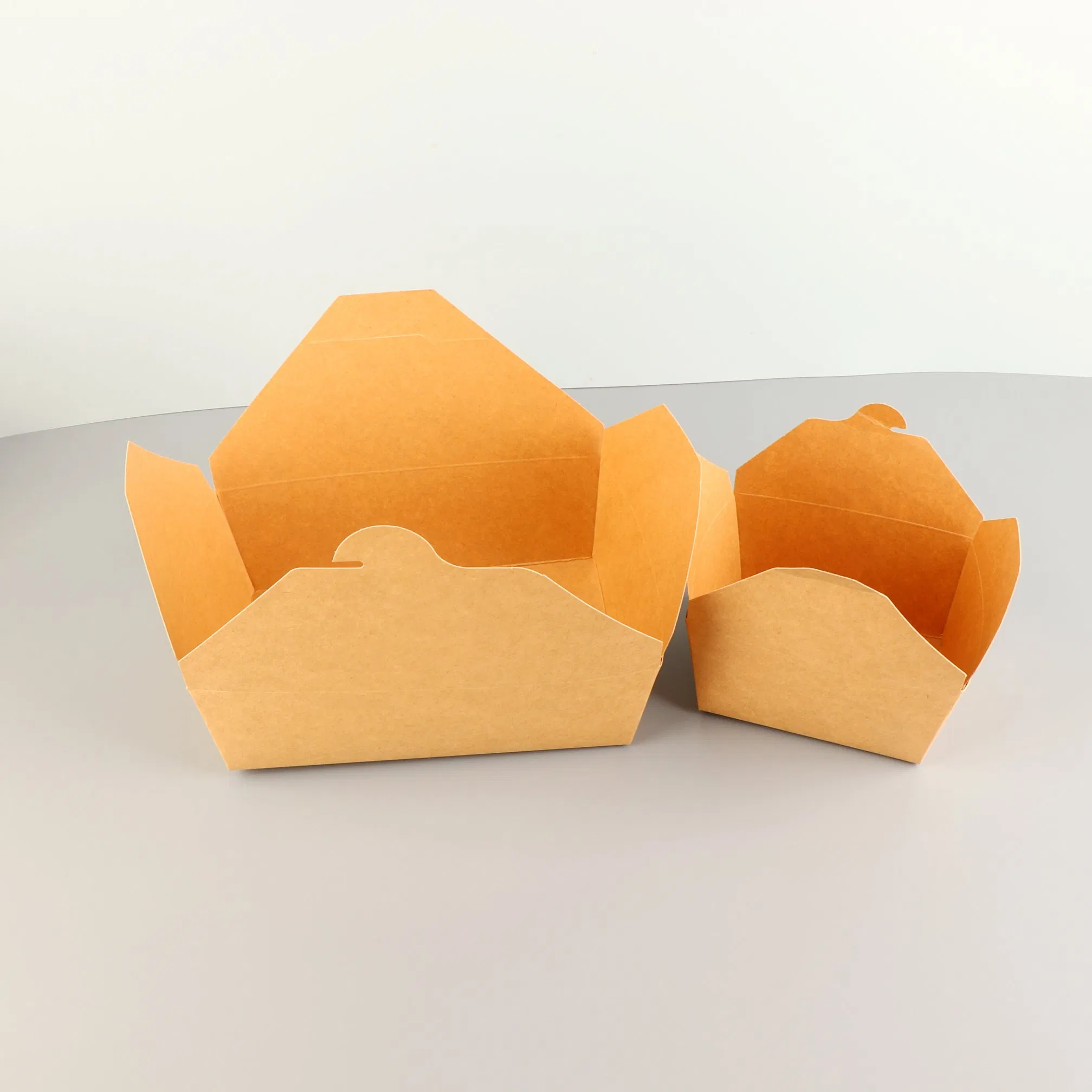 Wholesale Food Grade Takeaway Disposable Kraft Paper Fast Biodegradable Portable Food Packaging