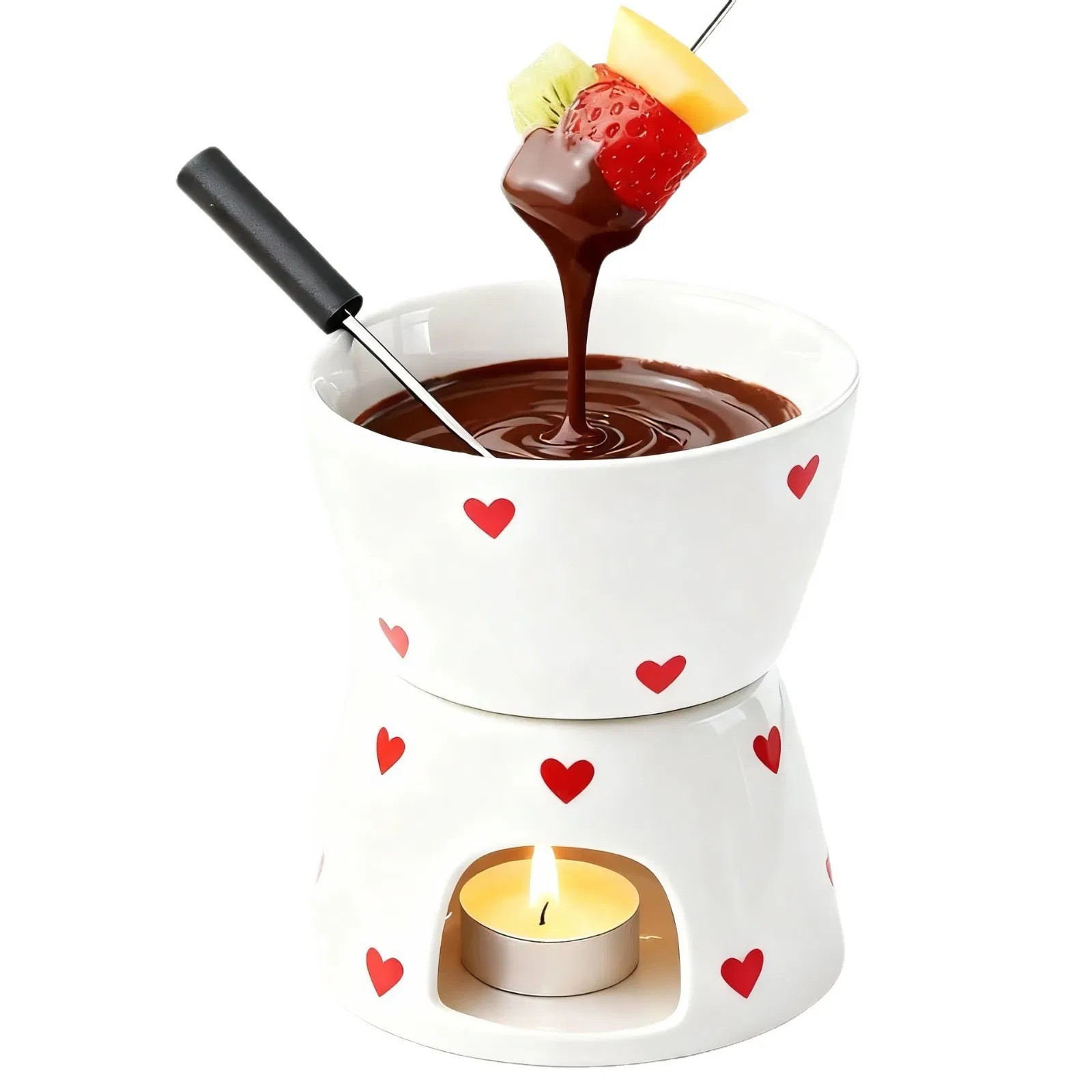 Creative Ceramic Chocolate Fondue Cup Large Capacity Dessert Melting Pot Ice Cream Cheese Bowl with Separate Heating Base