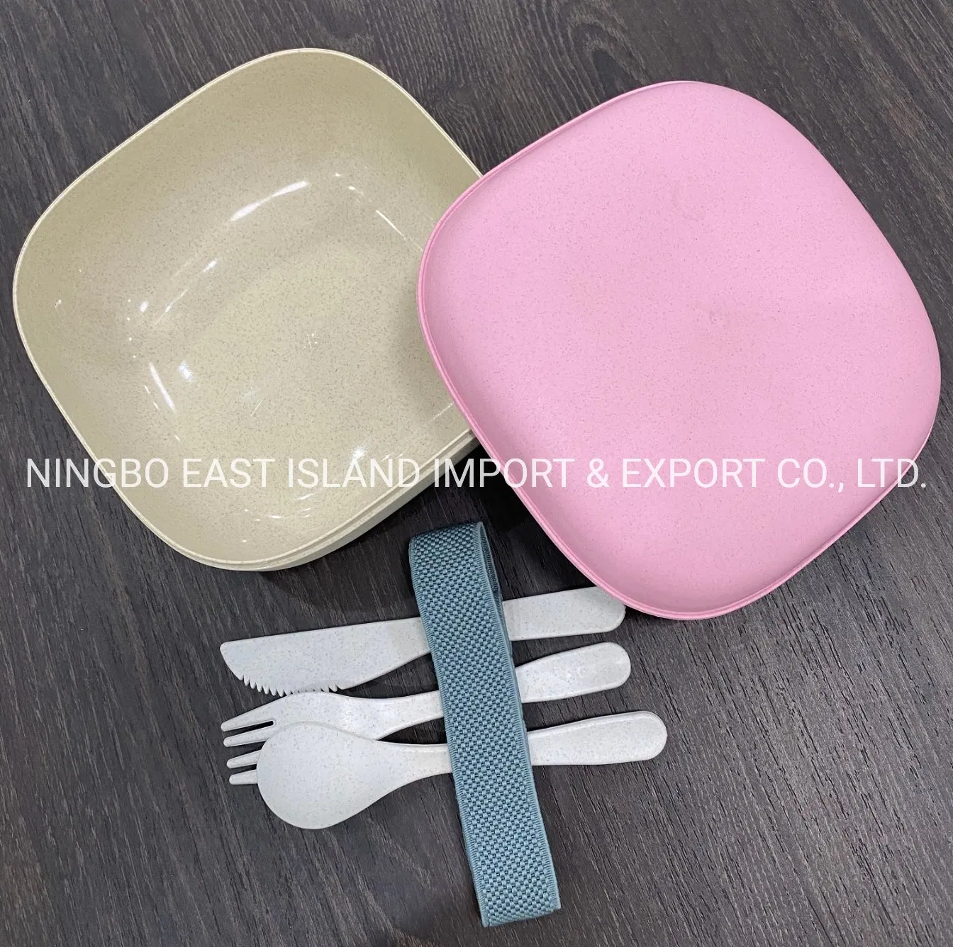 2023 Eco-Friendly Biodegradable School Lunch Box Bamboo Fiber Lunch Box with Dinnerware Sets