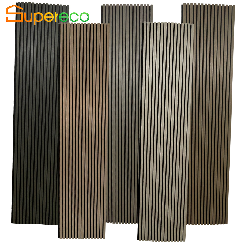Decoration Wall Panel E1 Grade Flame Retardant Material MDF Pet Wooden Slat Wall