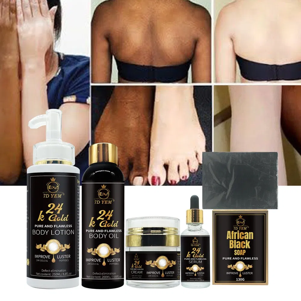 Best Skin Whitening Kits Skin White Glutathione 24 K Gold Skin Whitening Series Whitening Sets for African People Skin