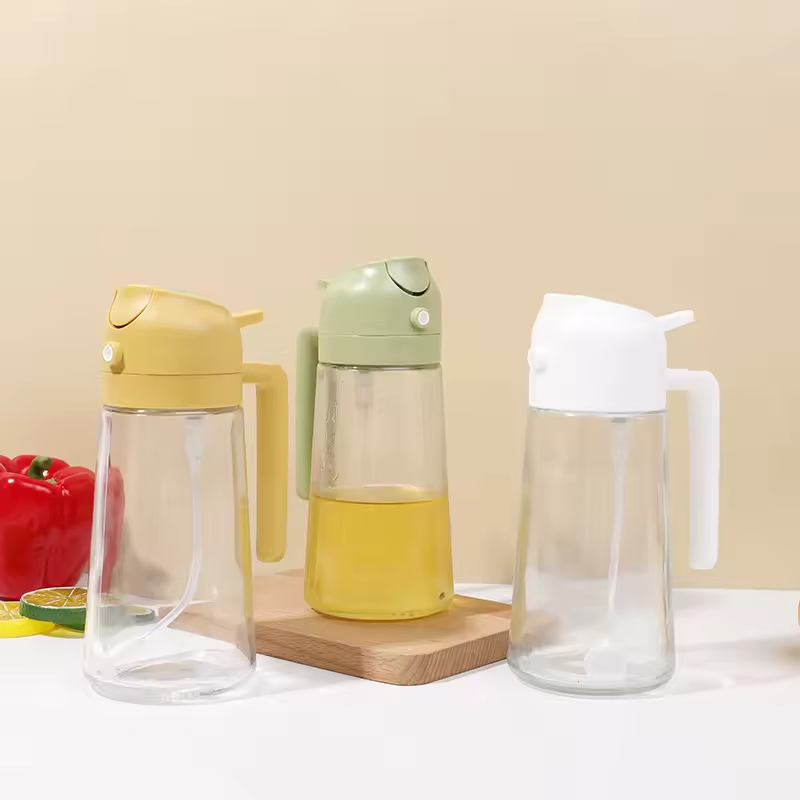 Oil Spray Bottle, Olive Oil Sprayer, 16 Oz Oil Sprayer for Cooking, 2 in 1 Glass Oil Sprayer & Dispenser BBQ Oil Sprayer for Kitchen Food Oil Sprayer