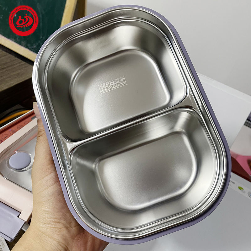 Japanese Style Tiffin Portable Plastic Lunch Box Plastic 304 Stainless Steel Bento Lunch Box for School Students
