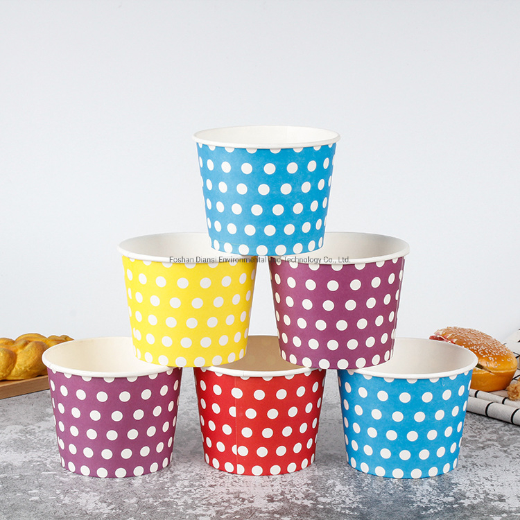 4oz6oz8oz10oz12oz16oz Ice Cream Paper Cup with Plastic Clear Lids