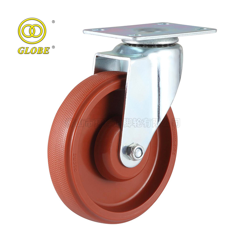 Swivel Shopping Wheel Caster PU Caster Wheel with Threaded Stem Bolt Hole
