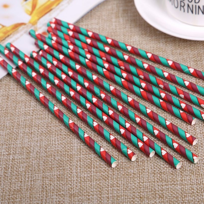 Eco-Friendly Disposable Color Striped Paper Straw for Party