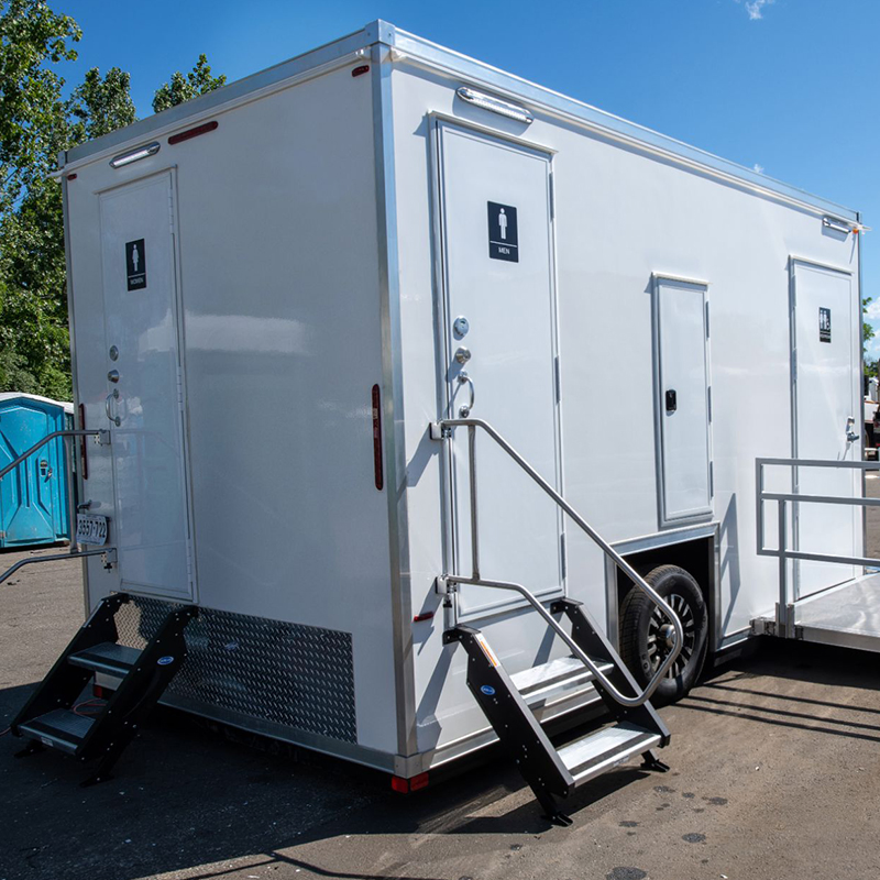 Solar-Powered Portable Bathroom Trailer for Eco-Friendly Outdoor Events