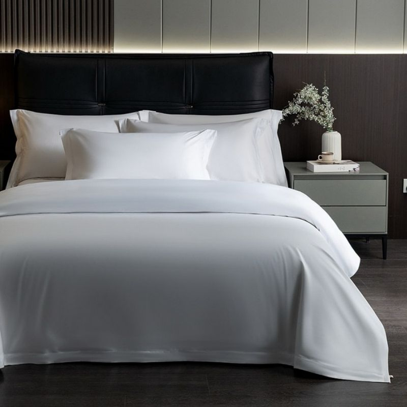 Wholesale 300tc Stain Long Staple Cotton Quilt Duvet Cover Bed Sheets Guangdong ODM/OEM Luxury White Bedding Set for Hotel Home