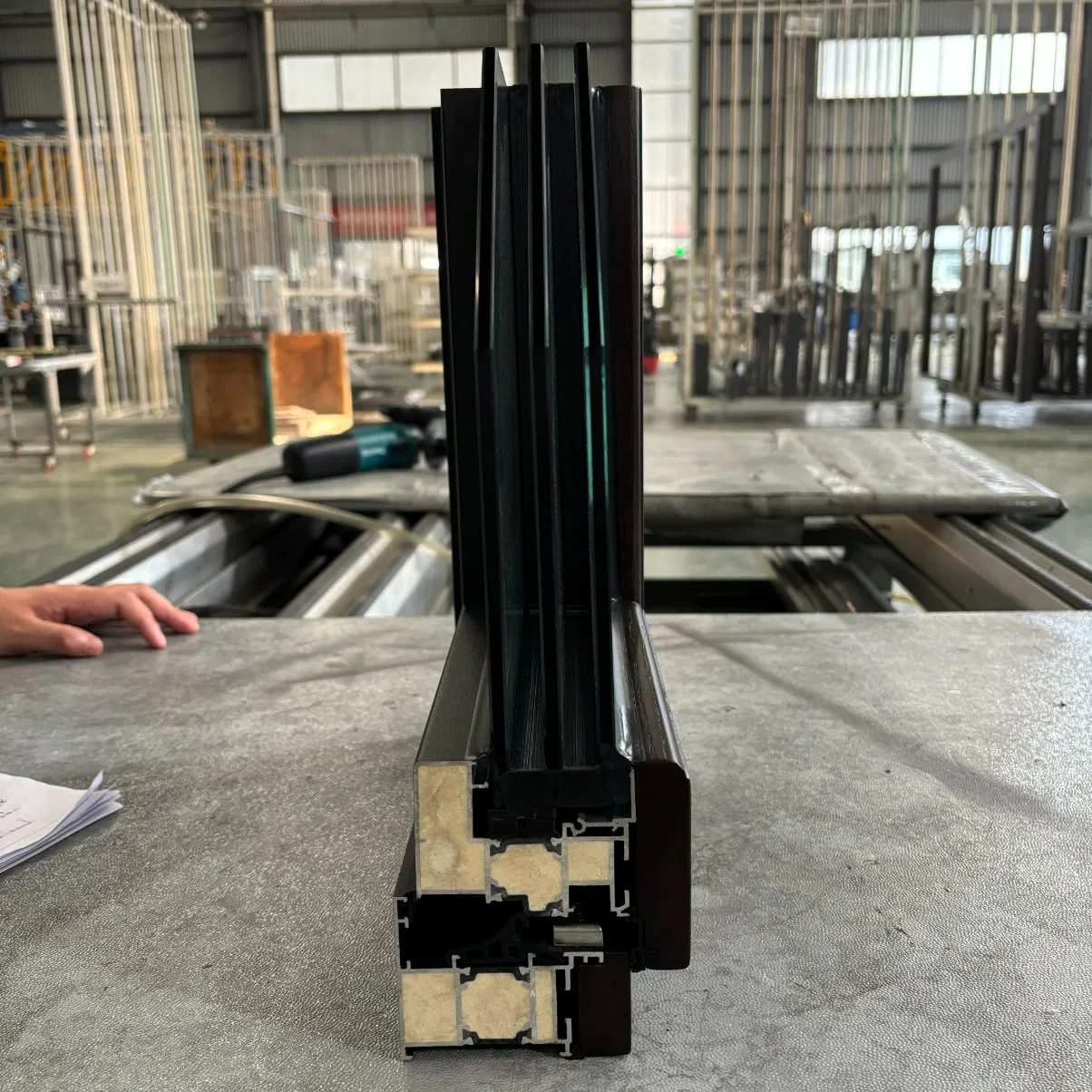 Thermally Broken Aluminum Wood Window for Bedroom Living Room with Double Glazed