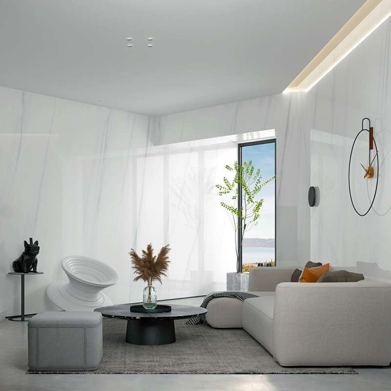 Basic Customization White Marble Look Ceramic Big Size Porcelain Floor Tile Sintered Stone for Countertop Hotel Interior