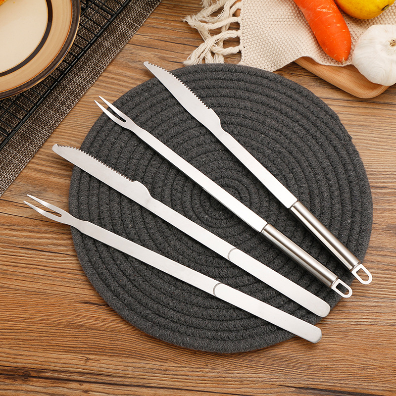 Reuseable Easy-to-Clean Barbecue Stainless Steel BBQ Knife Fork Combo