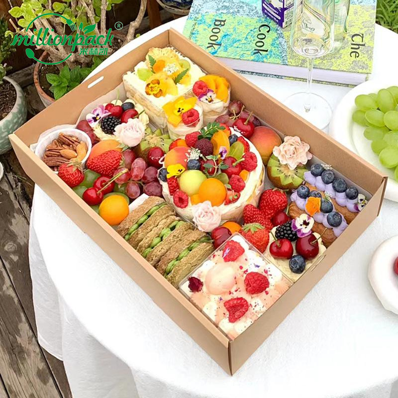 Disposable Dinnerware Kraft Paper Lunch Box Food Packing Container for Takeaway and Delivery