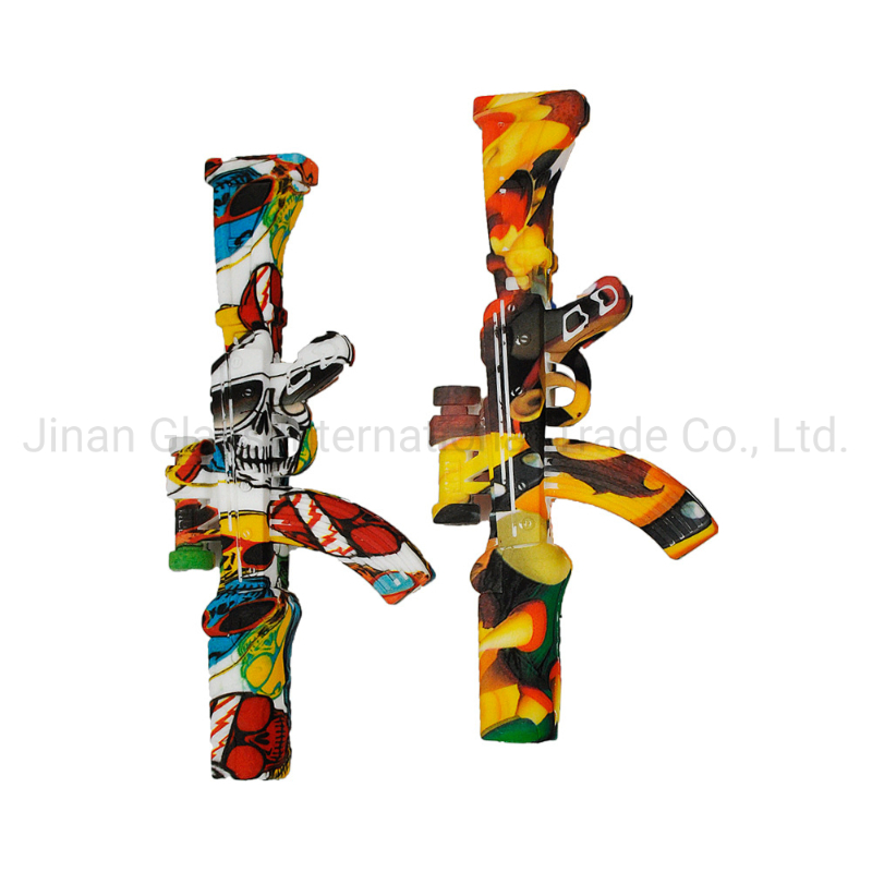 Gun Shaped Water Transfer Printing Silicone Smoking Water Pipe