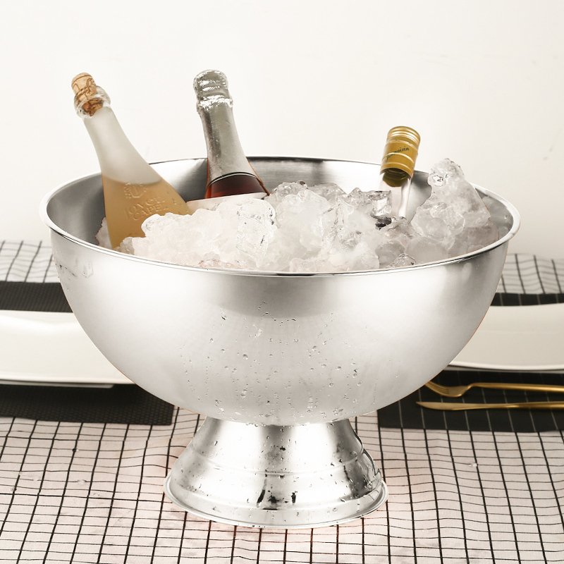 Gold Large Ice Bucket Stainless Steel Beer Wine Champagne Bowl