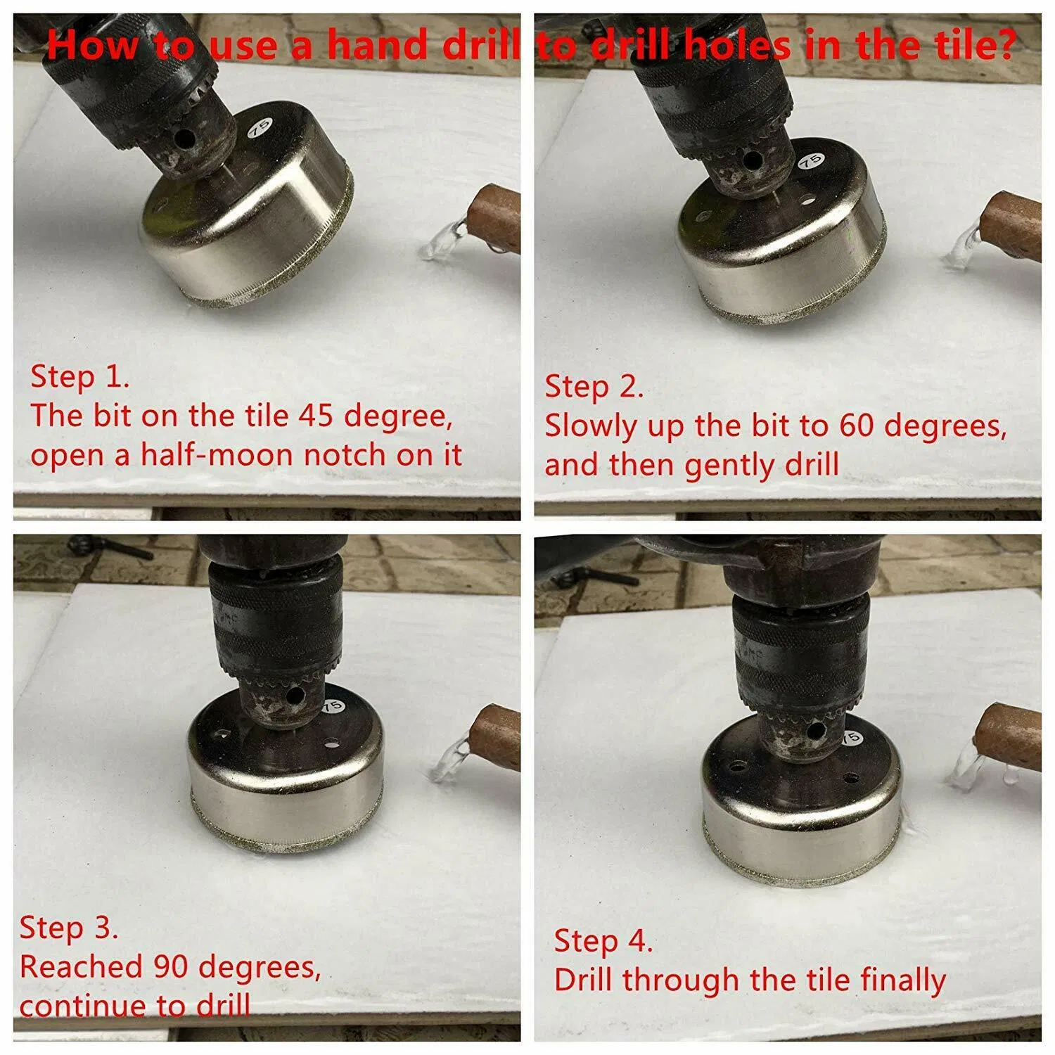 Алмазная коронка 60 мм для плитки, стекла, камня