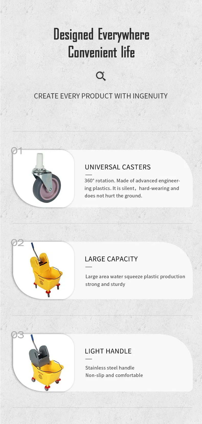 32L Down Press Single Mop Wringer Trolley