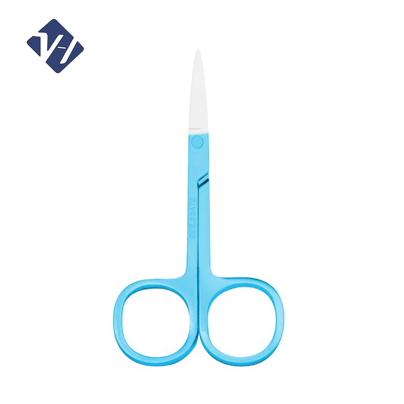 Blue Stainless Steel Cosmetic Eyebrow Scissors