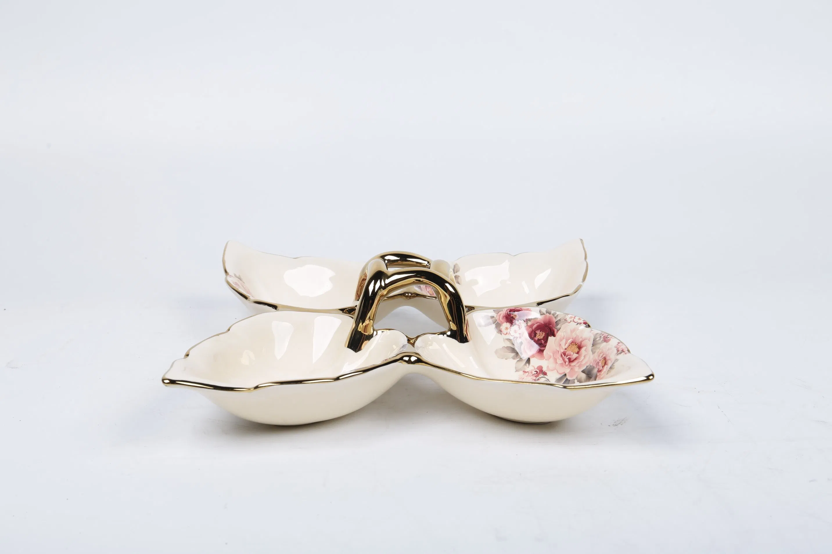 Afternoon Tea Candy Snack Plate Ceramic Divided Grid Dried Fruit Plate