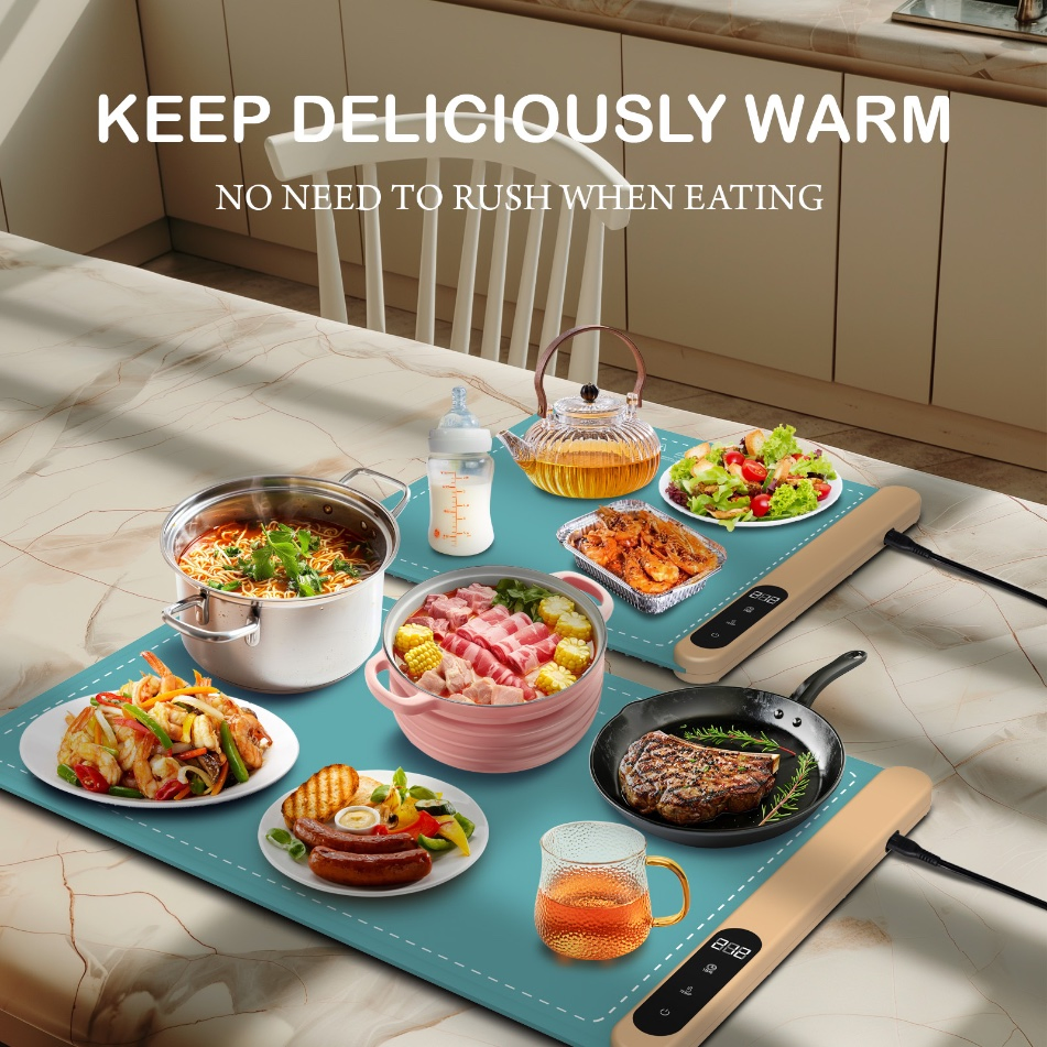Silicone Heating Mat with 7 Temperature Levels& Auto Shut-off, Food Warming Mat for Buffet