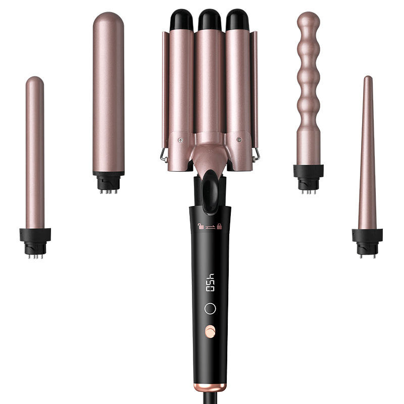Save 5-in-1 Smart LCD Display Electric Curling Iron Multifunctional PTC Heater Head- Changing Tube-Changing Features Popular Household
