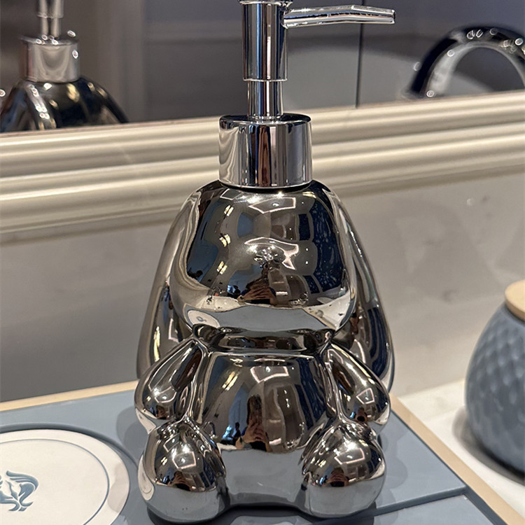 Bathroom Ceramic Hand Soap Bottle, Home Bathroom High-Quality Shampoo, Shower Gel, Lotion Pump Dispenser Bottle, Rabbit Dispenser Bottle