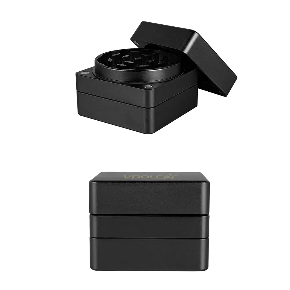 Magnetic Aluminum Alloy Spice Square Grinder Three Layers Herb Grinder Spice Crusher Logo