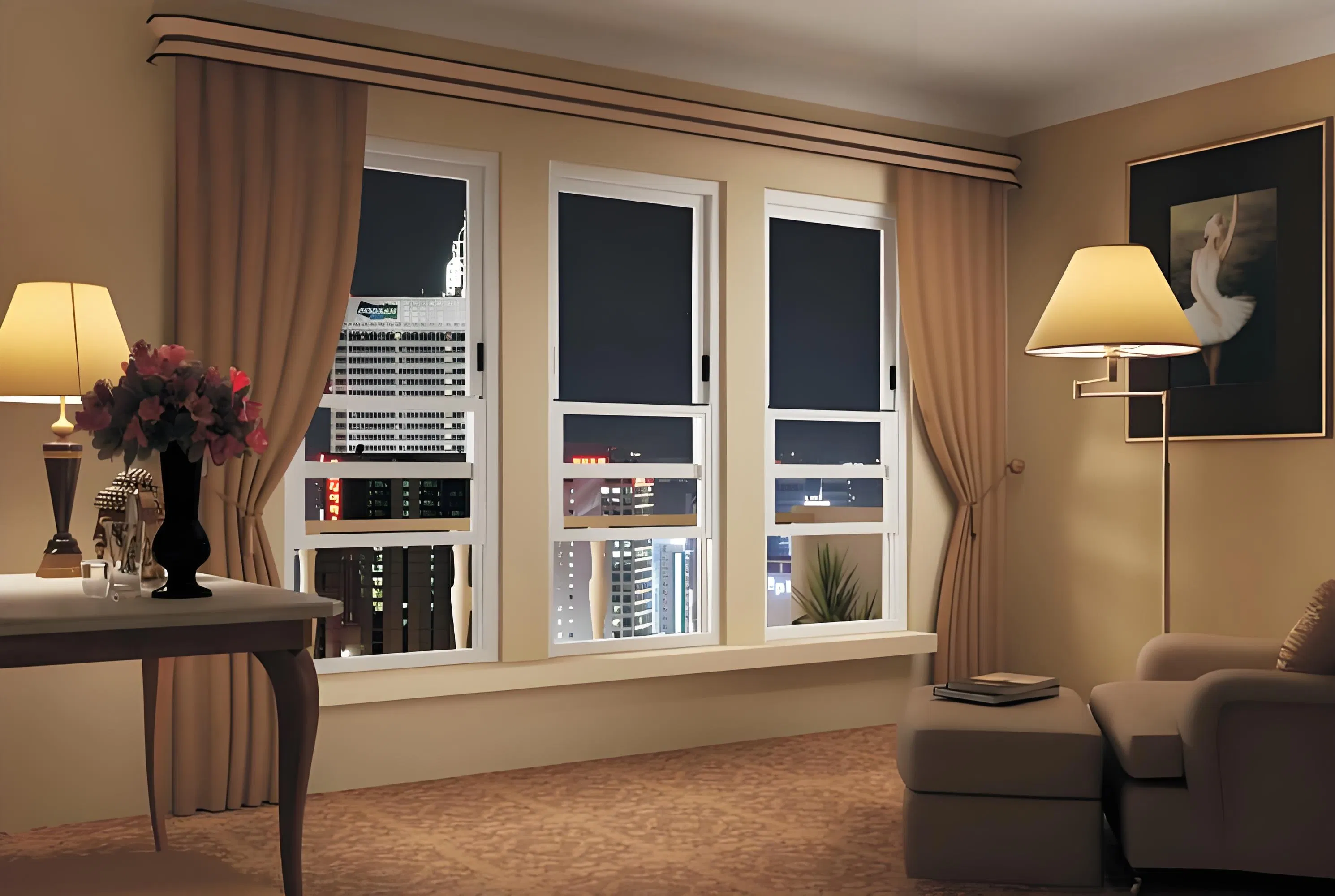 Eco-Friendly Powder Coated Aluminum Fixed Window with Double Glass