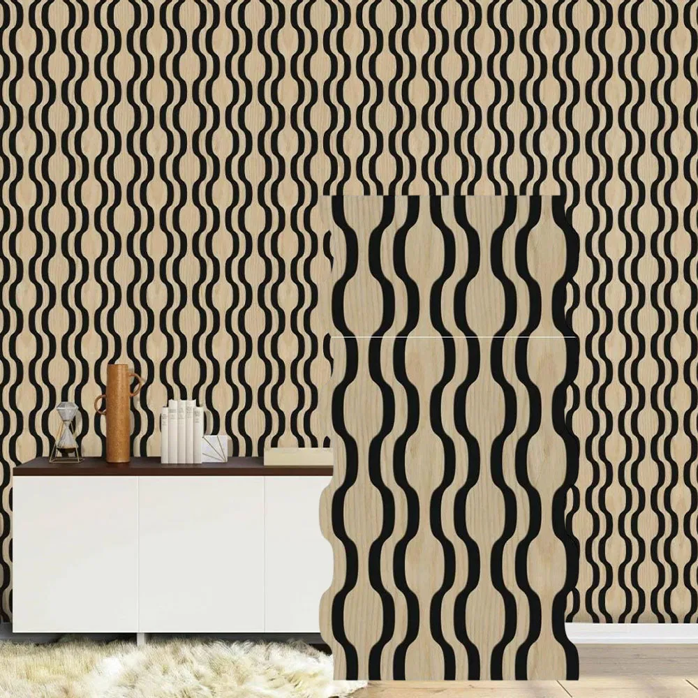 600*2400mm Nature Wood Veneer Pet Felt Wood Acoustic Panel