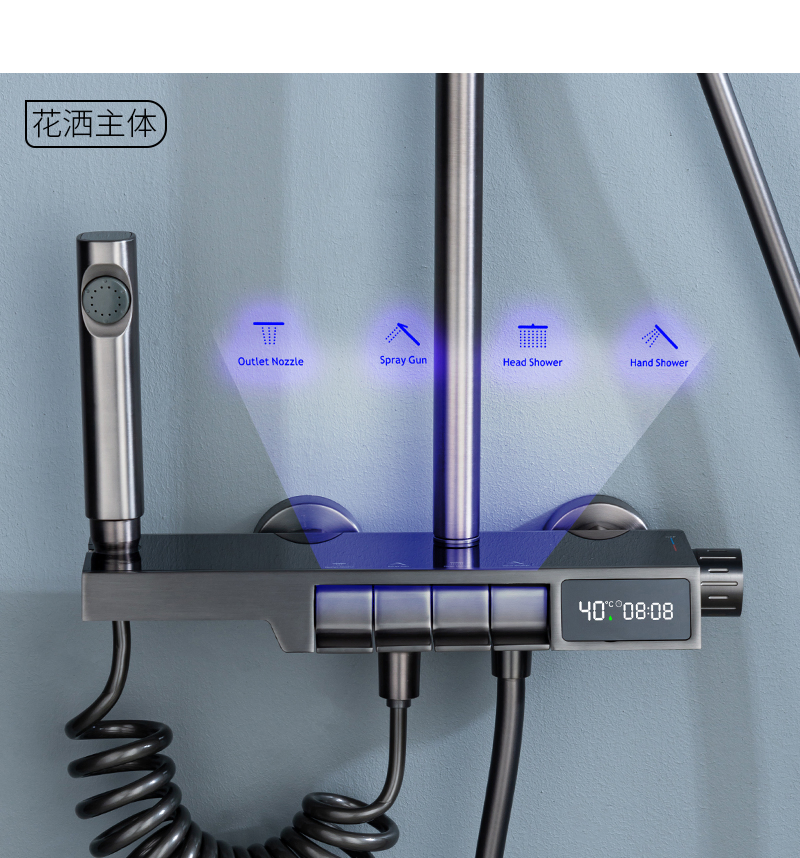 Wall Mounted Foldable SUS304 Bathroom Complete Set Shower Set System