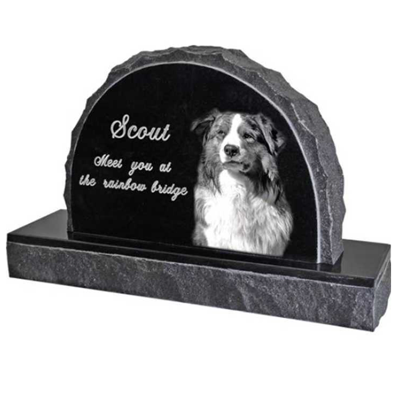Laser Etching Cat Dog Headstone Pet Monuments Black Granite Headstone
