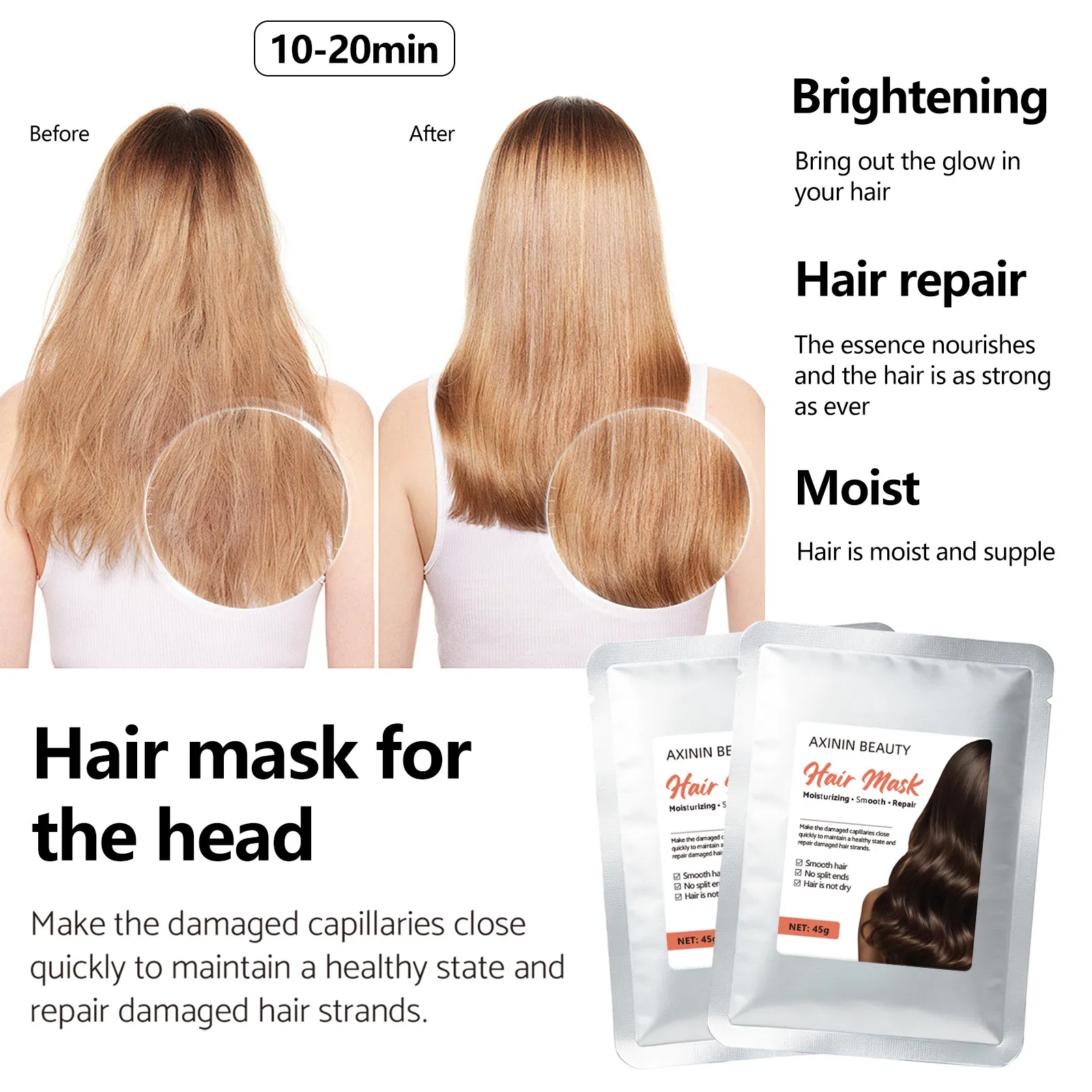Beauty Cosmetics Hair Care Maintenance and Brightening Smooth-Repaln Hair Mask