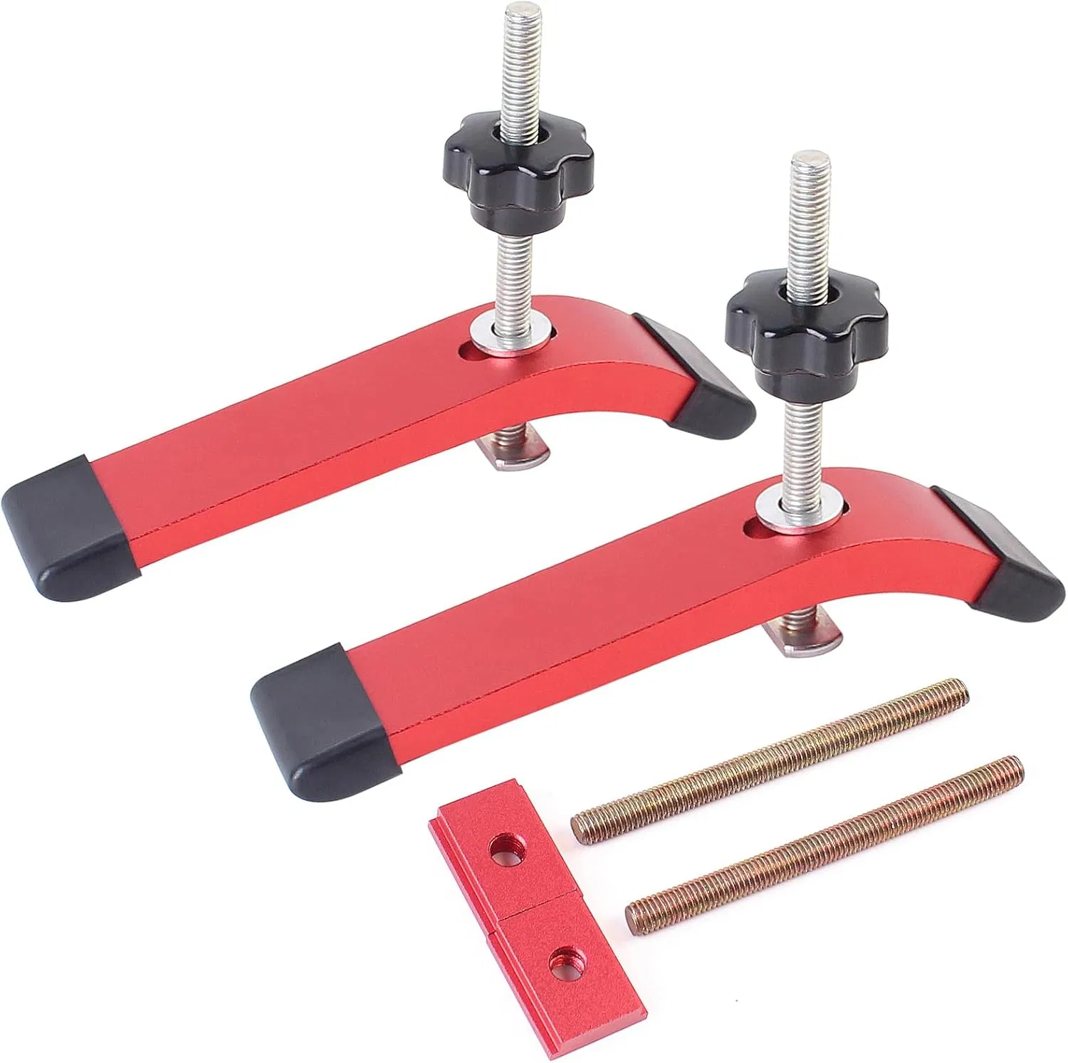 Red Aluminum T-Track Hold-Down Clip with T-Bolt (for 19-gauge T-Tracks)