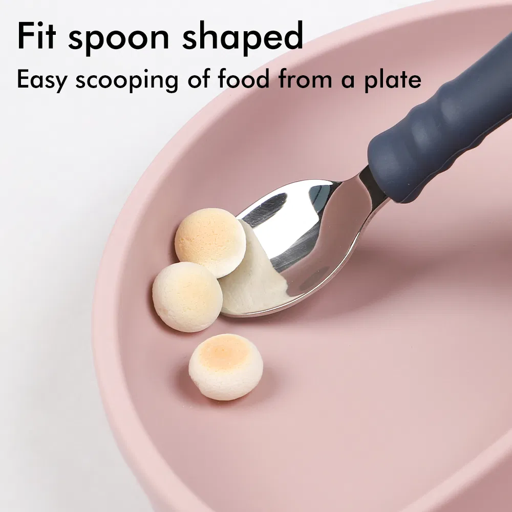 Suction Divided Smile Face Silicone Baby Plate with Lid