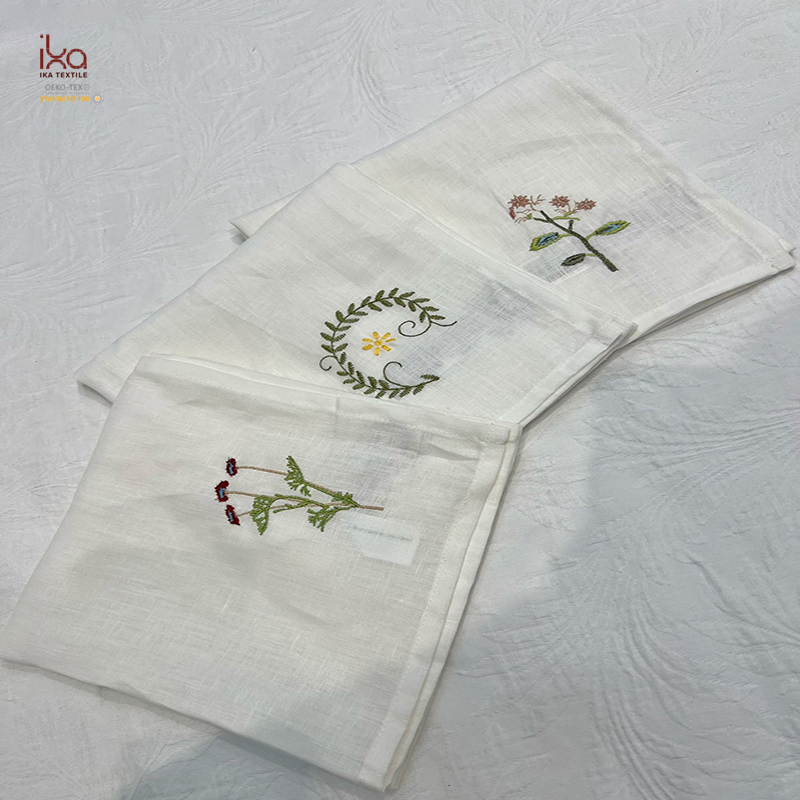 Home Decor Products Christmas Party Decoration Natural Beverage Color Woven Custom Lunch Printed Dinner Embroidery Linen Napkins