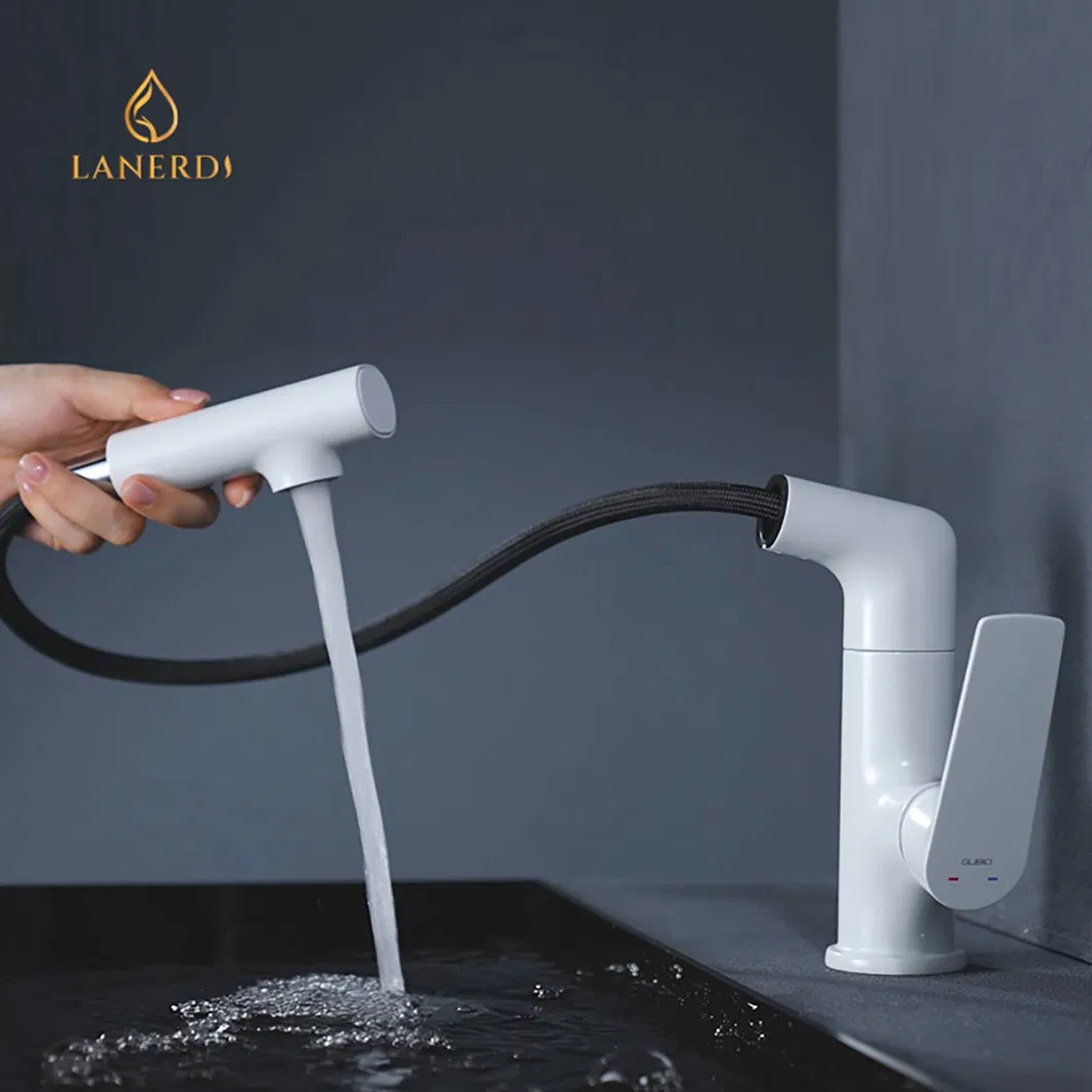 Смеситель для раковины белый вращающийся 360°